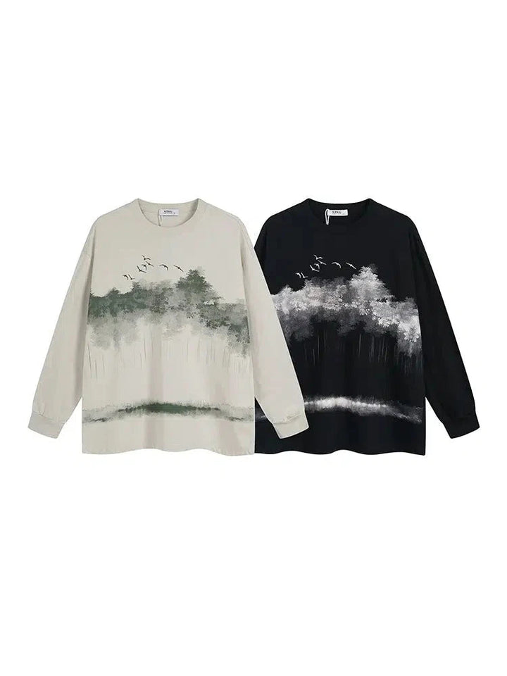 Scenic Print Long Sleeve T-shirt