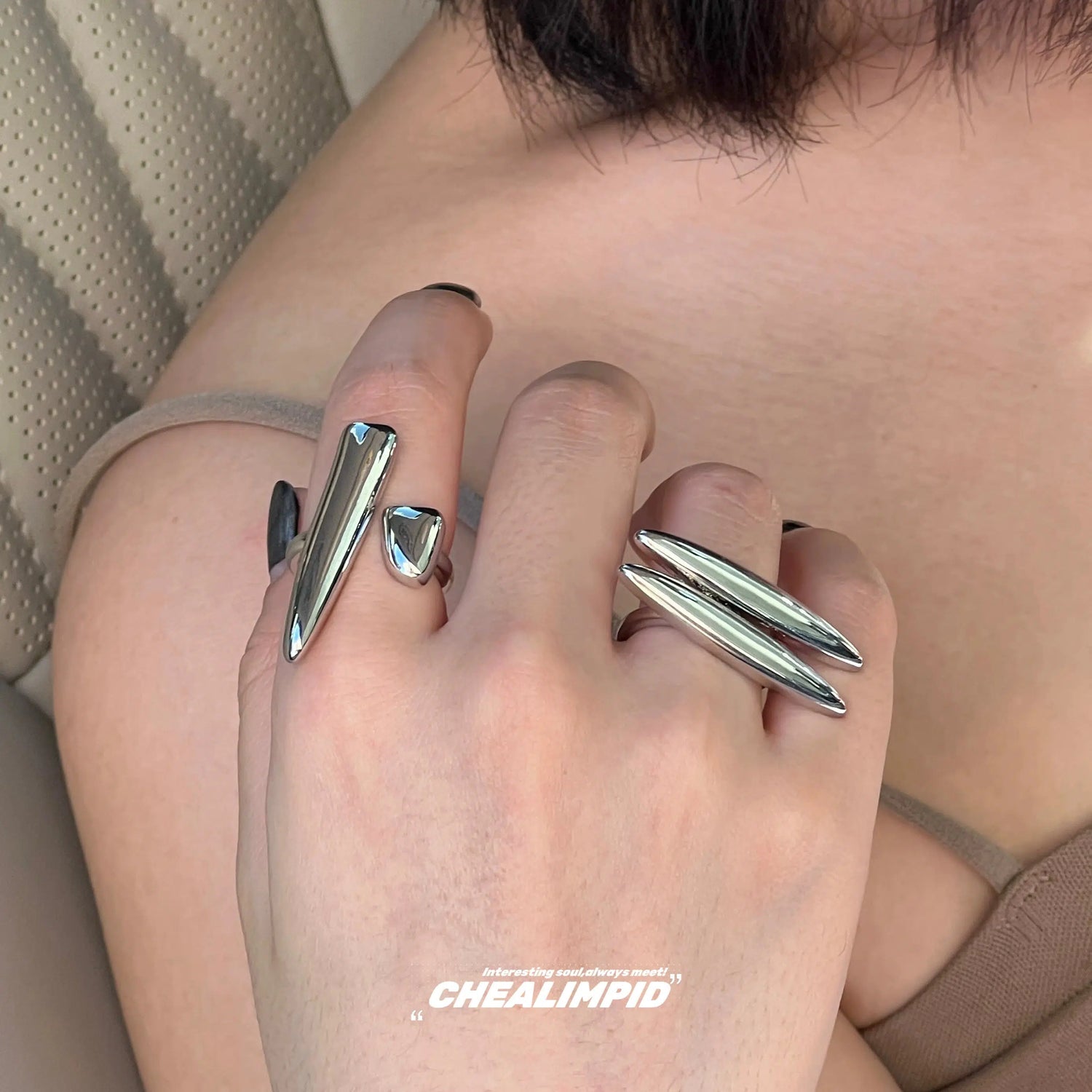 Sculptural Statement Rings Set