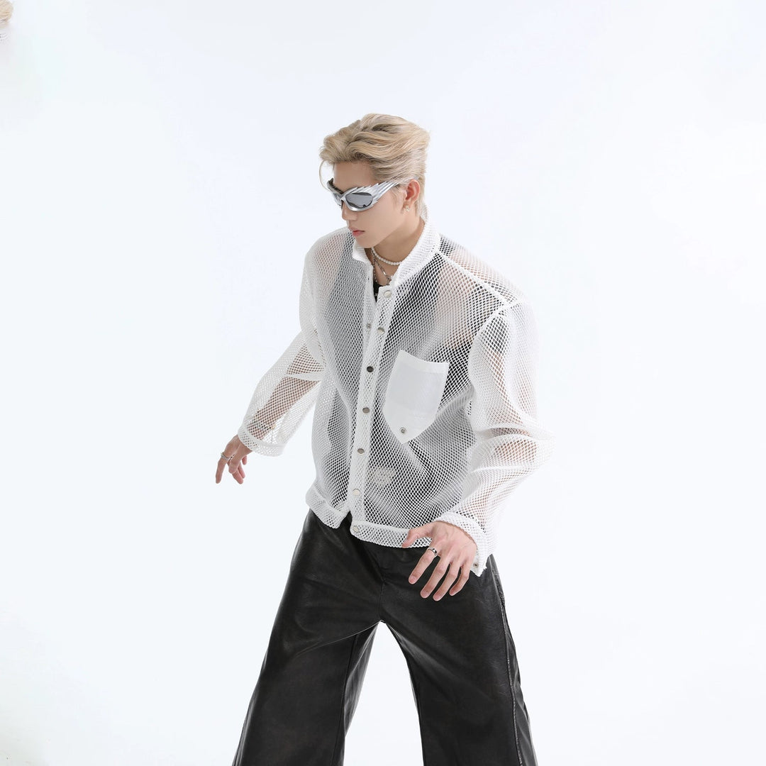 See-through Mesh Long-sleeved Shirt