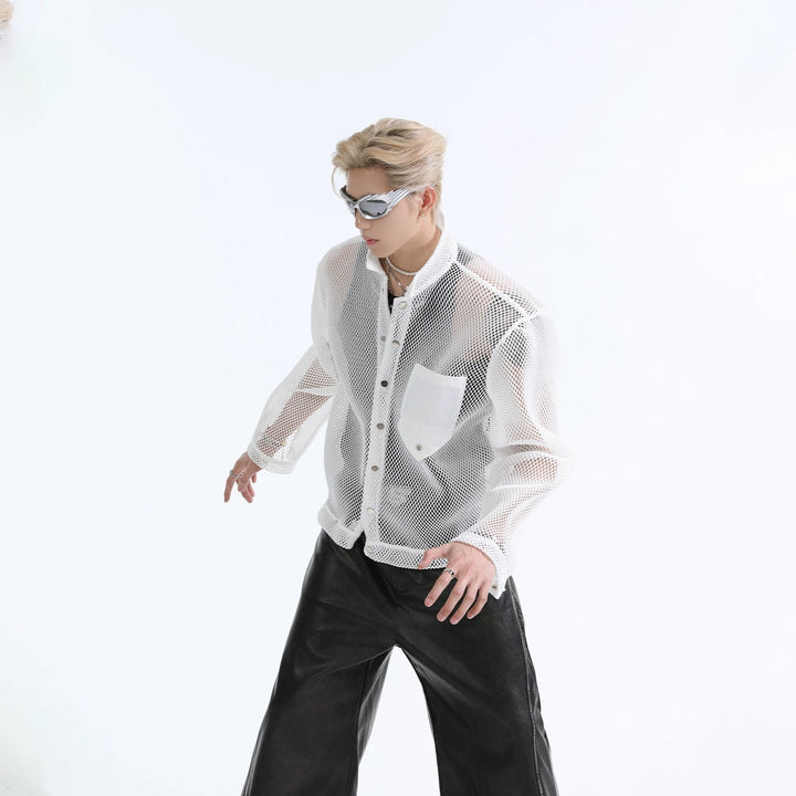 See-through Mesh Long-sleeved Shirt