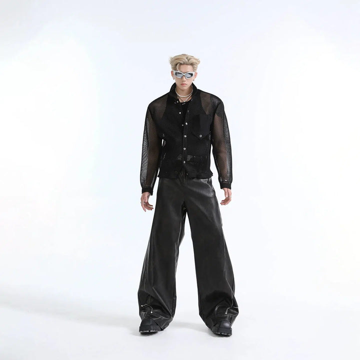 See-through Mesh Long-sleeved Shirt