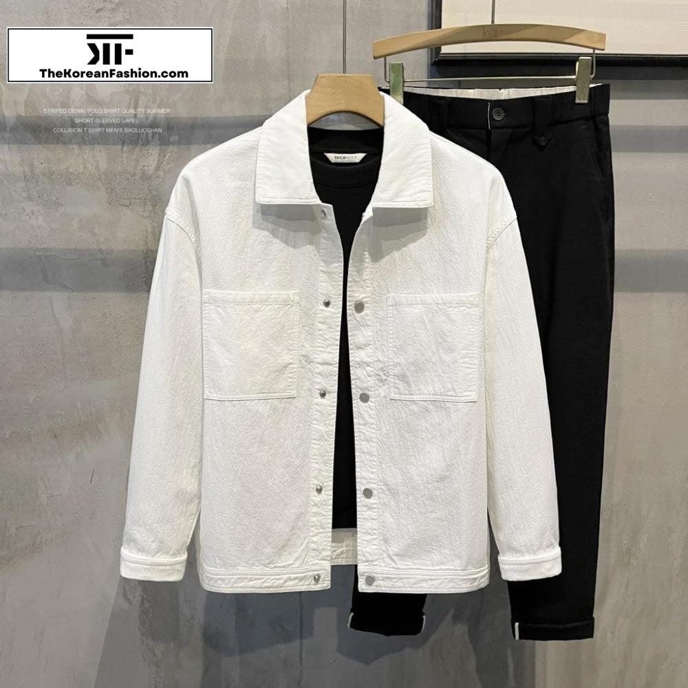 Seersucker Workwear Long-sleeved Shirt