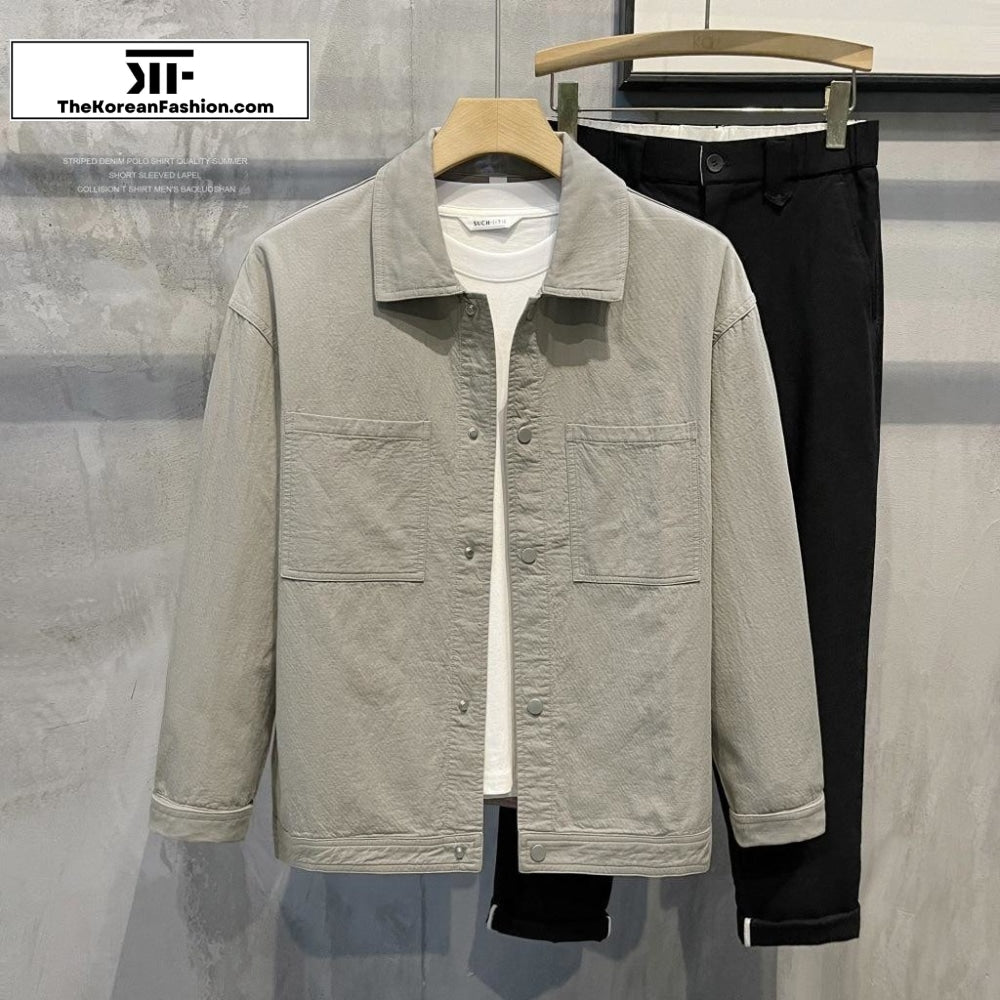 Seersucker Workwear Long-sleeved Shirt