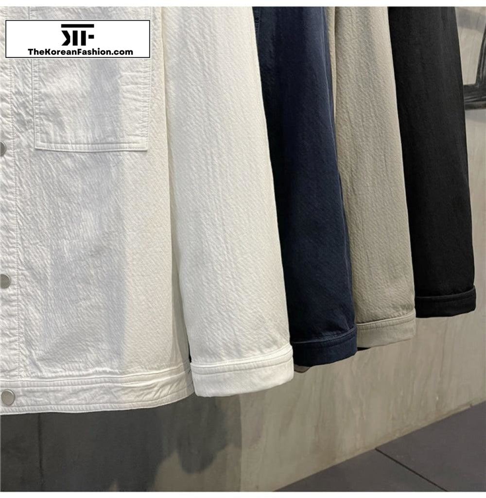 Seersucker Workwear Long-sleeved Shirt