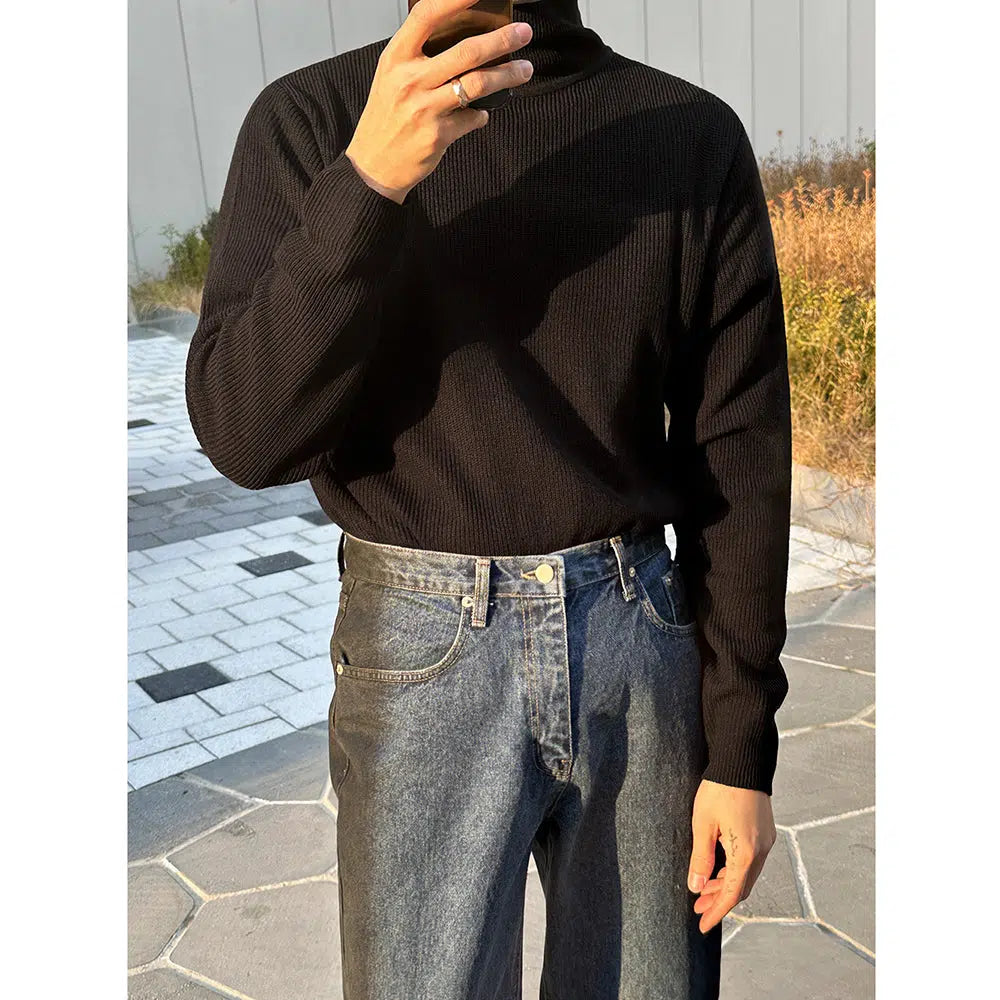 Semi-Turtle Collar Turtleneck Bottoming Sweater