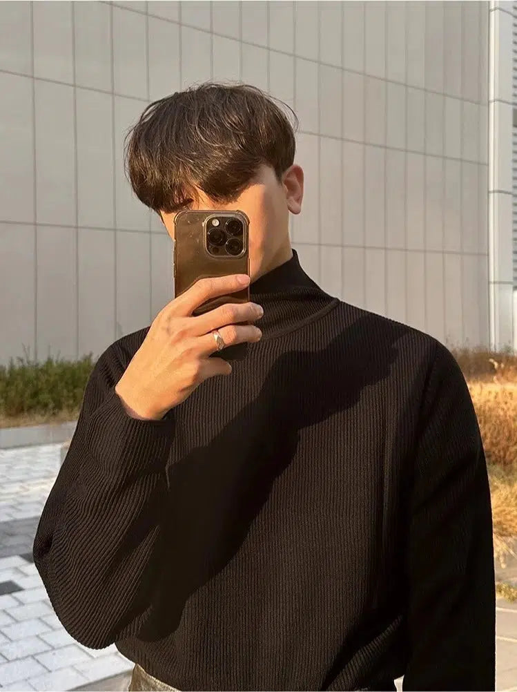 Semi-Turtle Collar Turtleneck Bottoming Sweater