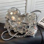Sequin Chain Strap Shoulder Bag