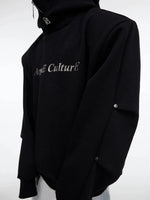 Sequin High Collar Hooded Sweatshirt