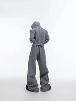 Sequin Zipper Hooded Sweater and Pants Set