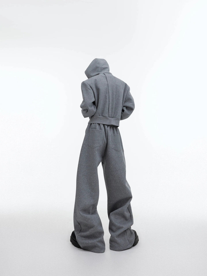 Sequin Zipper Hooded Sweater and Pants Set