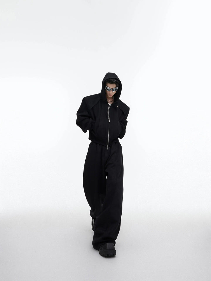 Sequin Zipper Hooded Sweater and Pants Set