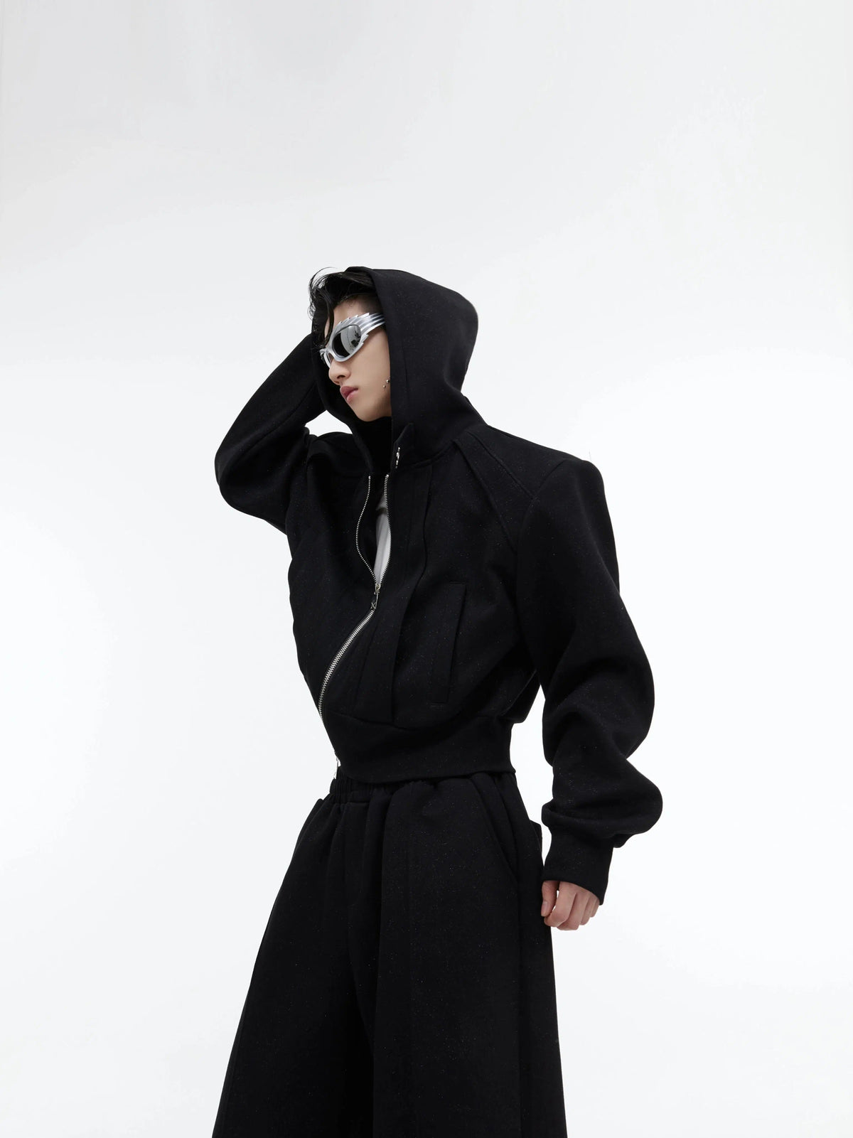 Sequin Zipper Hooded Sweater and Pants Set