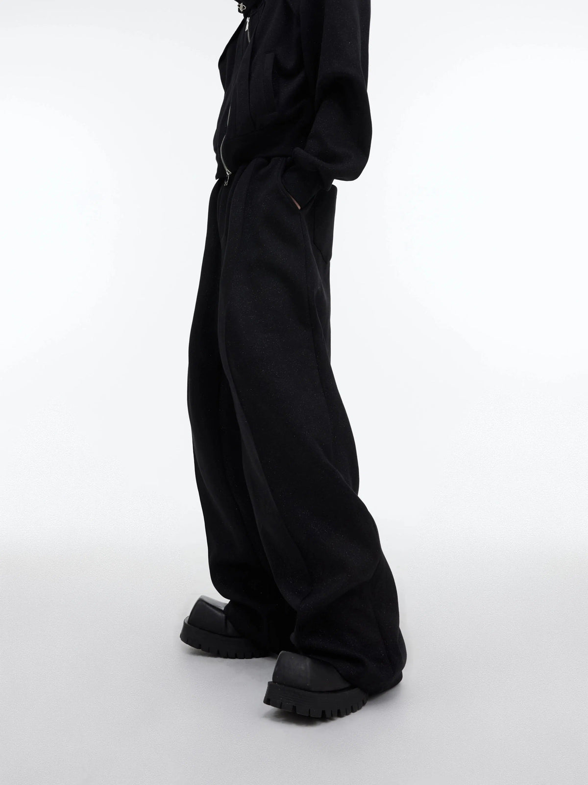 Sequin Zipper Hooded Sweater and Pants Set