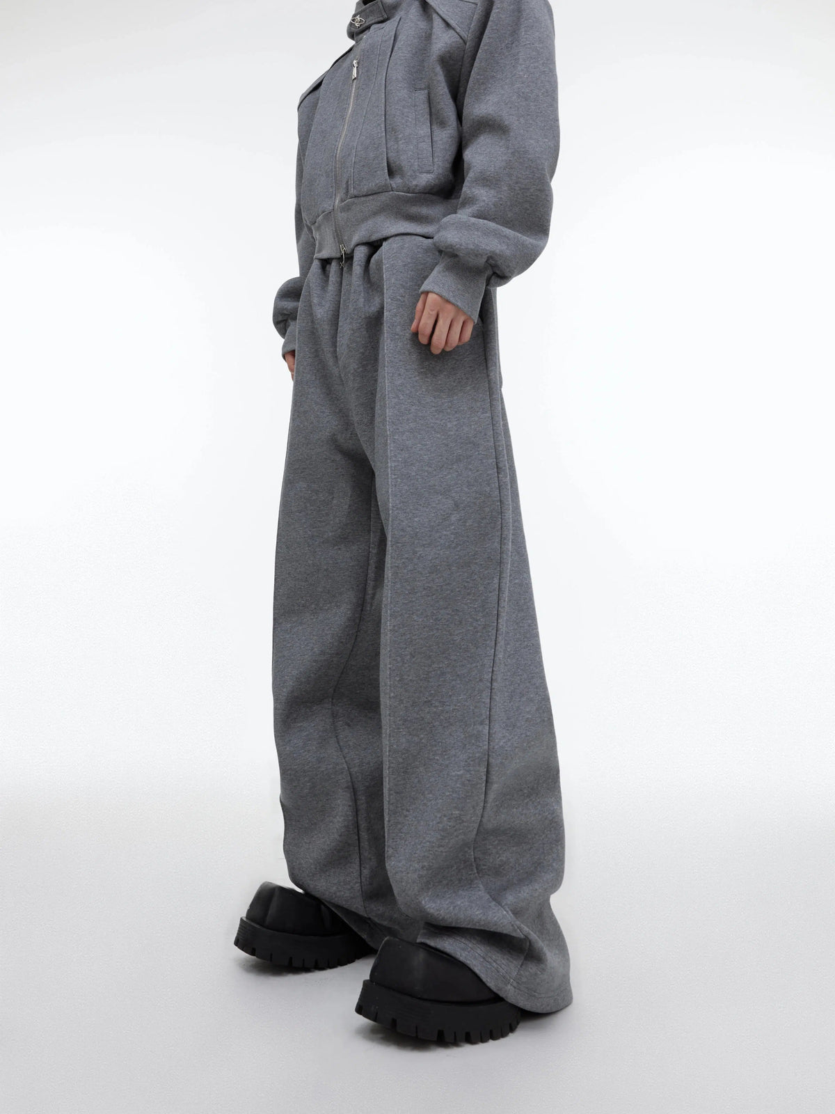 Sequin Zipper Hooded Sweater and Pants Set