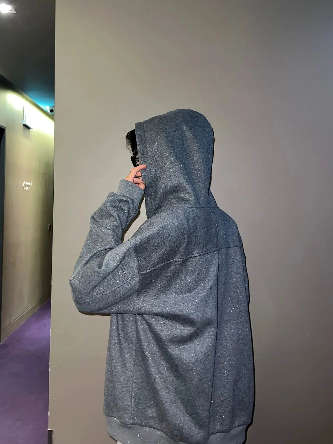 Sequined Velvet Hooded Sweatshirt