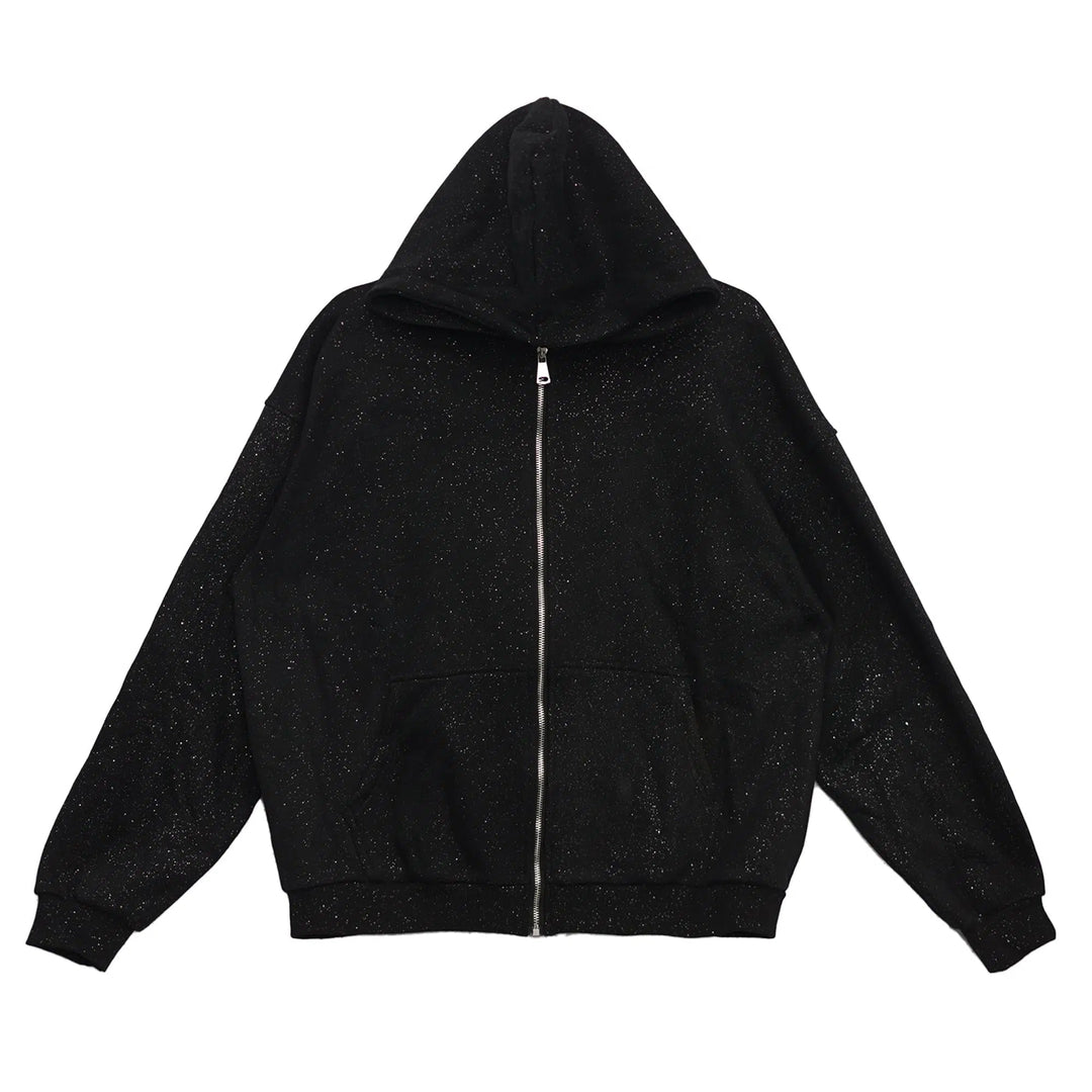 Sequined Velvet Hooded Sweatshirt