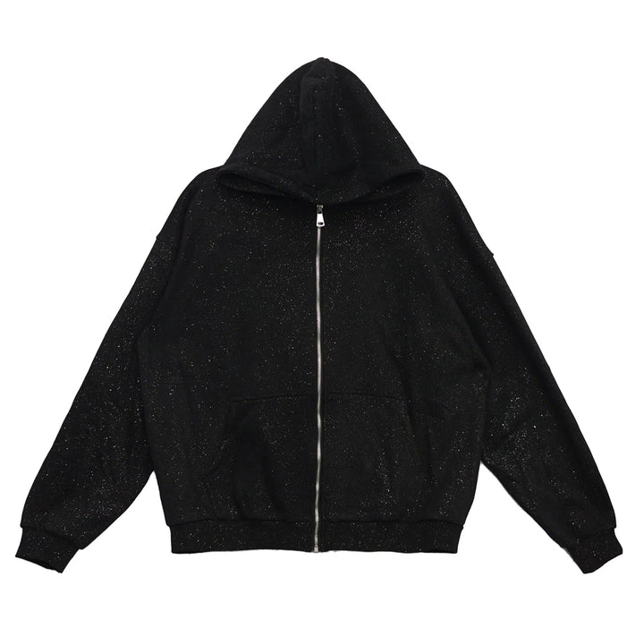 Sequined Velvet Hooded Sweatshirt