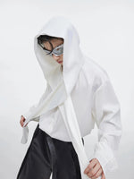 Shawl Hooded Ice Silk Long Sleeve Shirt