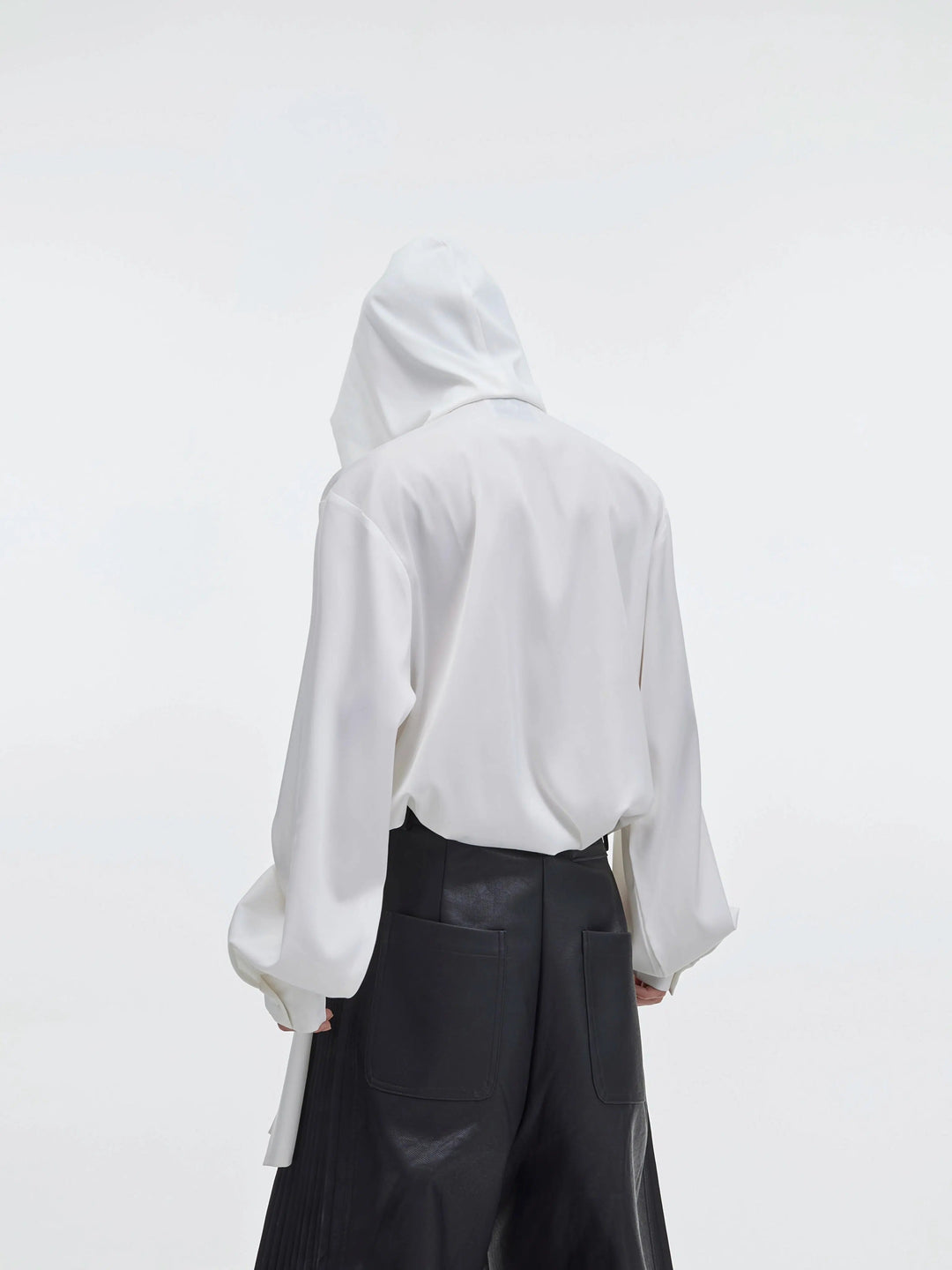 Shawl Hooded Ice Silk Long Sleeve Shirt