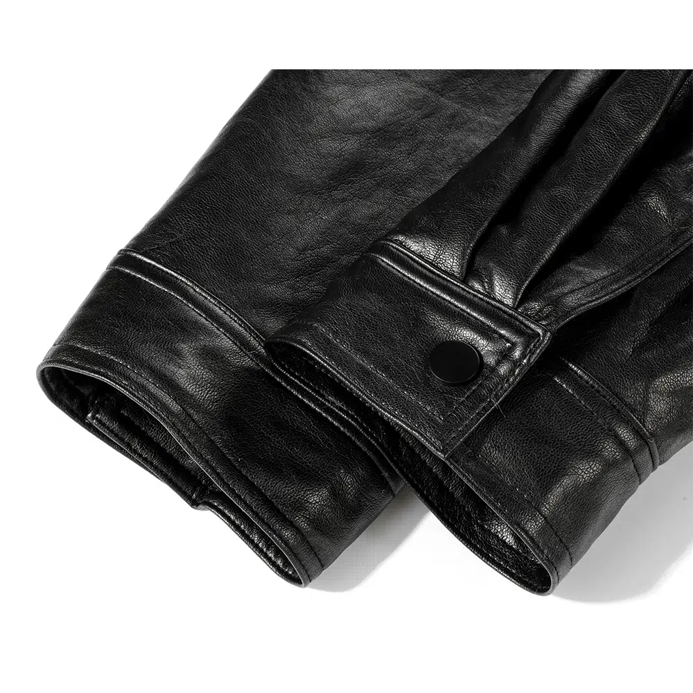 Shearling Collar Leather Jacket