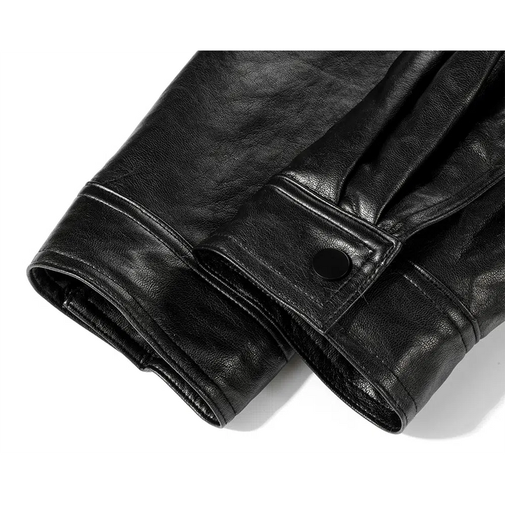 Shearling Collar Leather Jacket