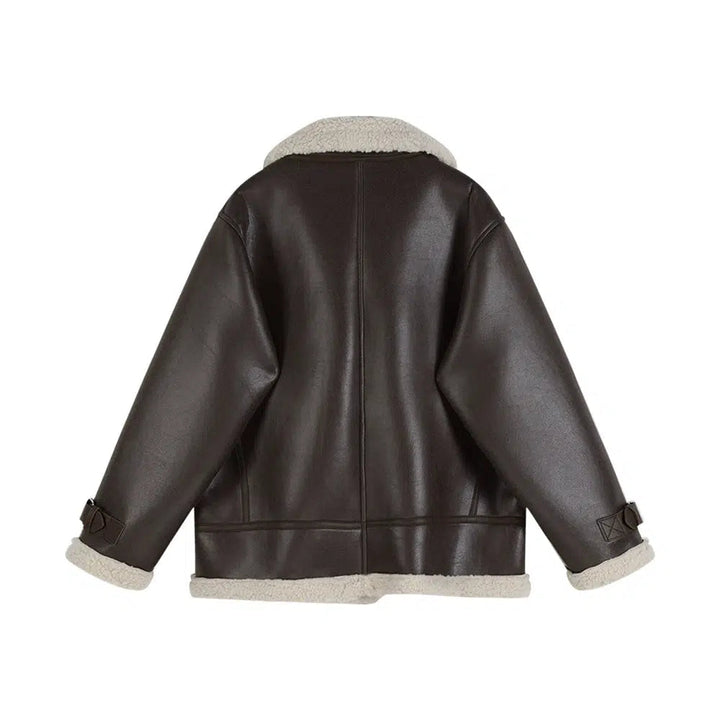 Shearling-Lined Faux Leather Coat