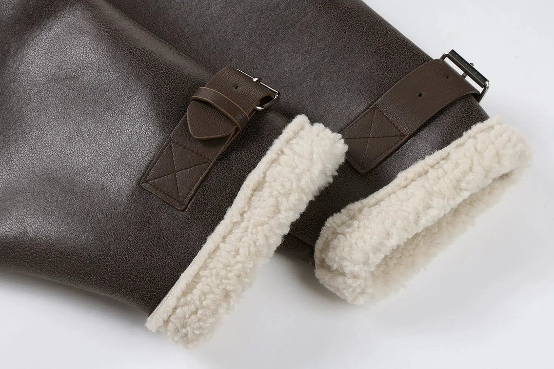 Shearling-Lined Faux Leather Coat