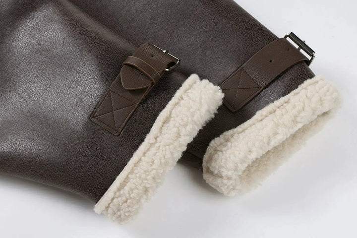 Shearling-Lined Faux Leather Coat