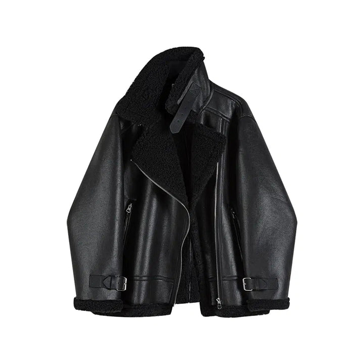 Shearling-Lined Faux Leather Coat
