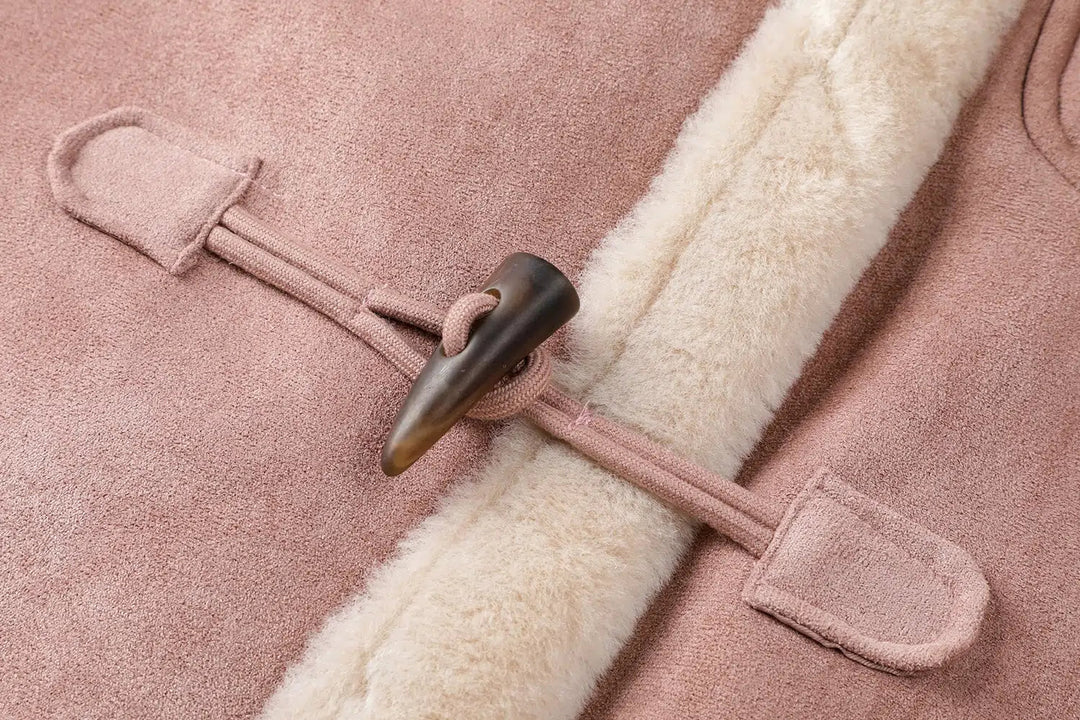Toggle Closure Shearling Lined Coat
