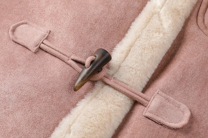 Toggle Closure Shearling Lined Coat