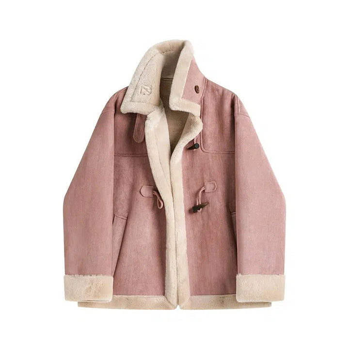 Toggle Closure Shearling Lined Coat
