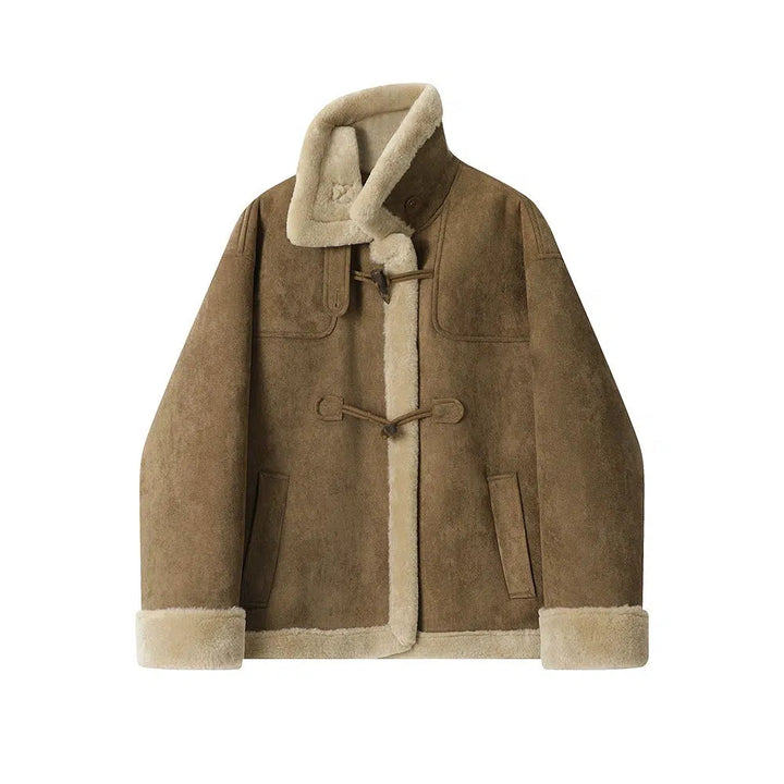 Toggle Closure Shearling Lined Coat