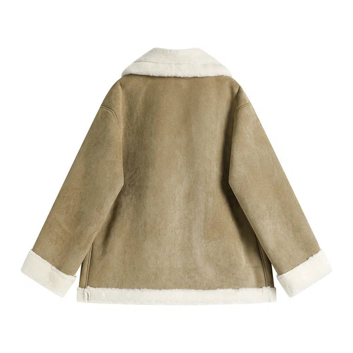 Toggle Closure Shearling Lined Coat
