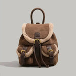 Shearling-Trim Buckle Backpack