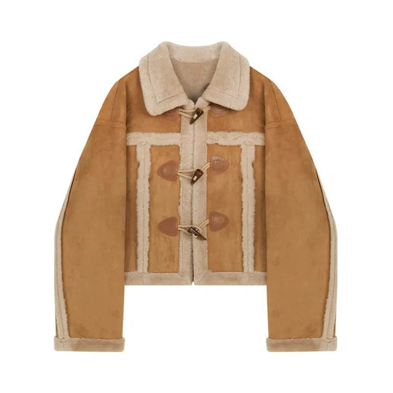 Shearling Trim Toggle Coat