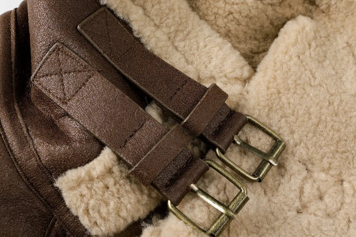 Shearling-Trimmed Aviator Coat