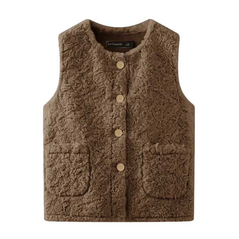 Sherpa Button-Front Pockets Vest