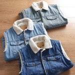 Sherpa Fleece Sleeveless Denim Jacket Vest