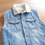 Sherpa Fleece Sleeveless Denim Jacket Vest