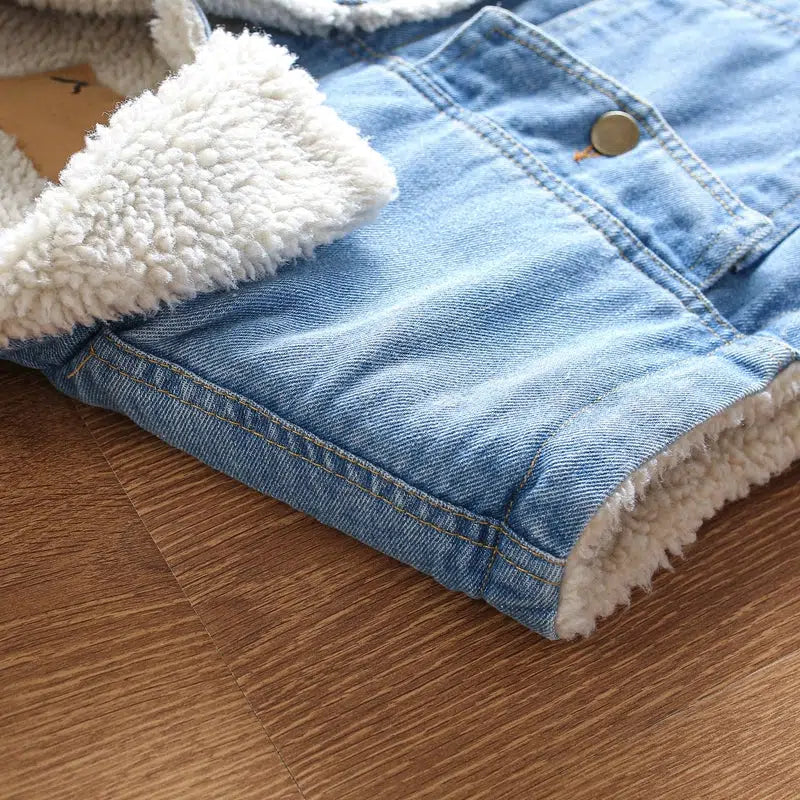 Sherpa Fleece Sleeveless Denim Jacket Vest