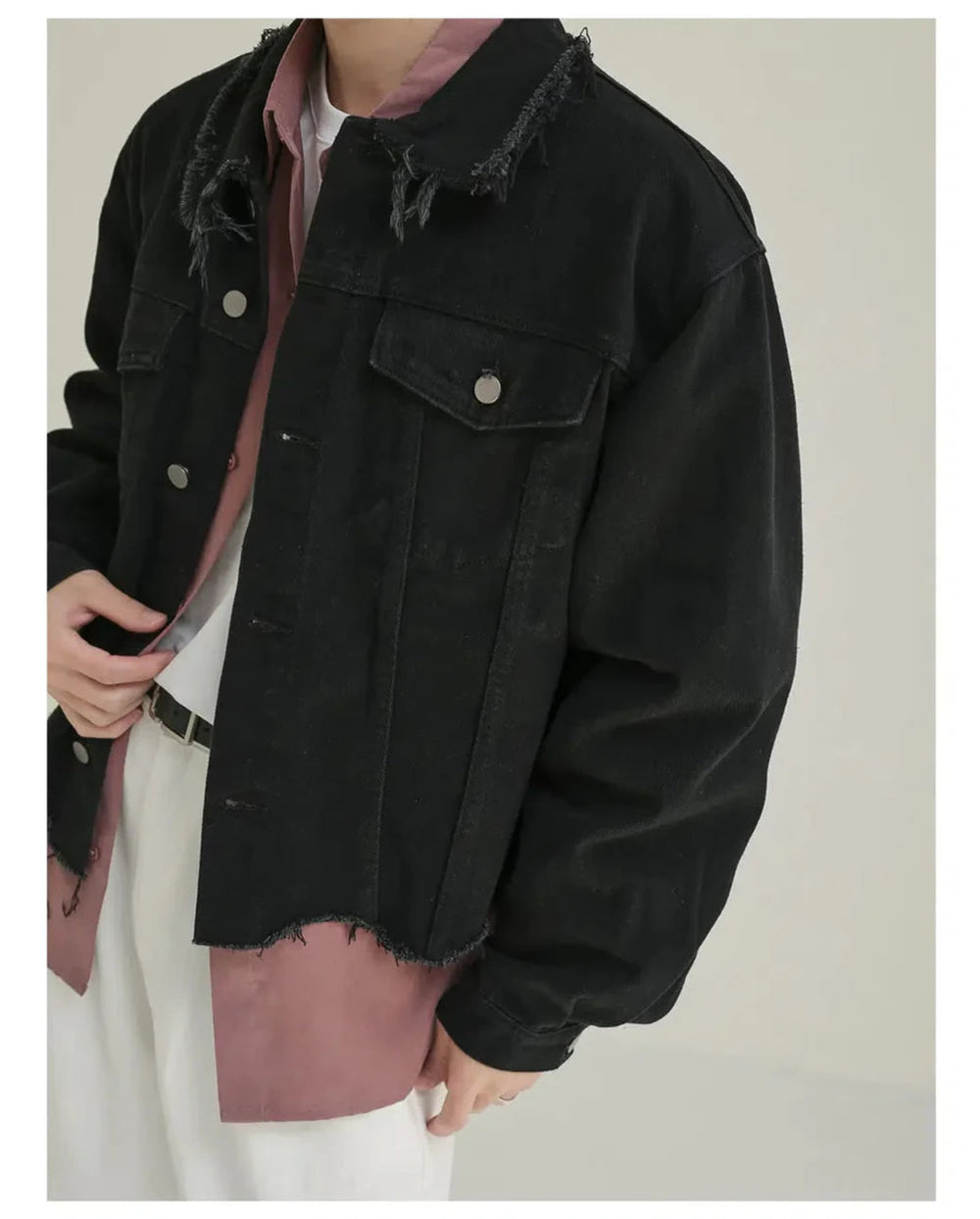 Short Raw Edge Denim Jacket
