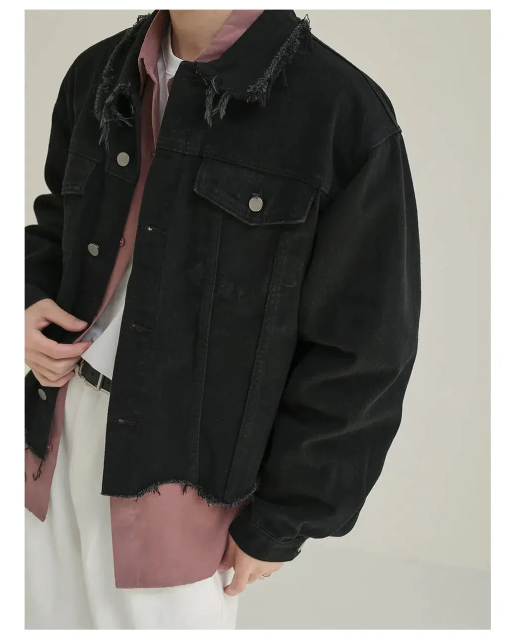 Short Raw Edge Denim Jacket