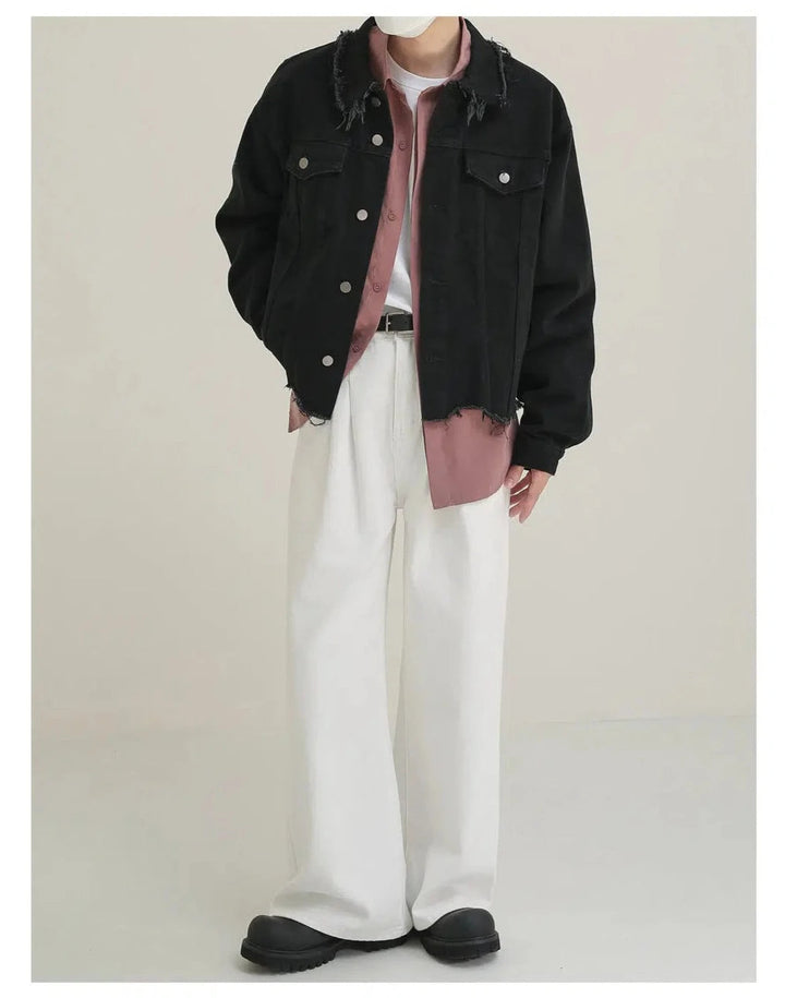 Short Raw Edge Denim Jacket