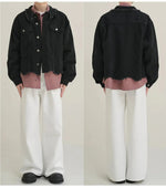 Short Raw Edge Denim Jacket