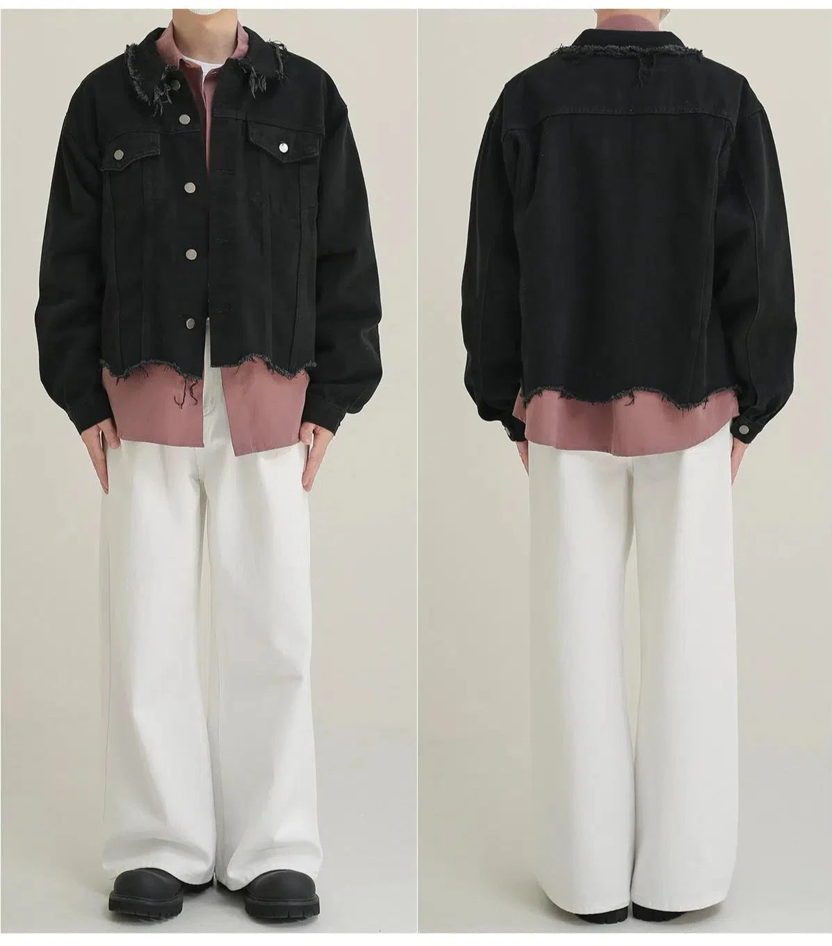 Short Raw Edge Denim Jacket