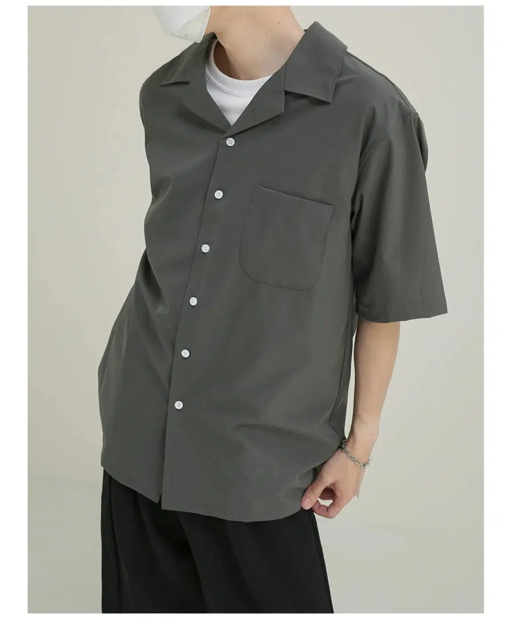 Short Sleeve Button-Down Shirt with Pocket
