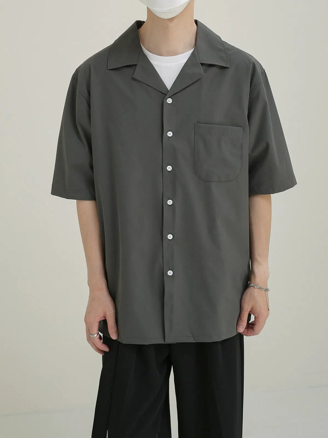 Short Sleeve Button-Down Shirt with Pocket