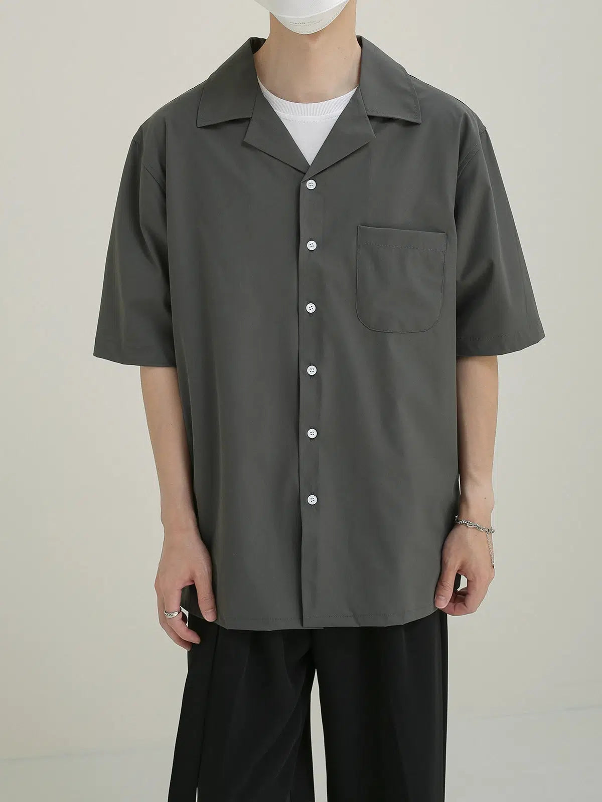 Short Sleeve Button-Down Shirt with Pocket