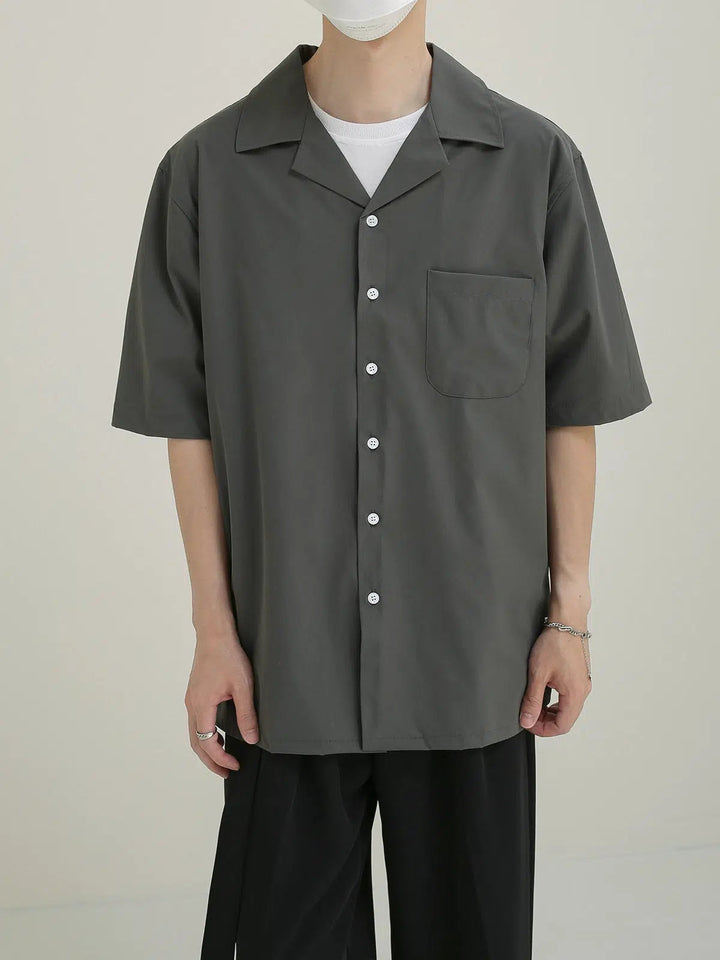 Short Sleeve Button-Down Shirt with Pocket